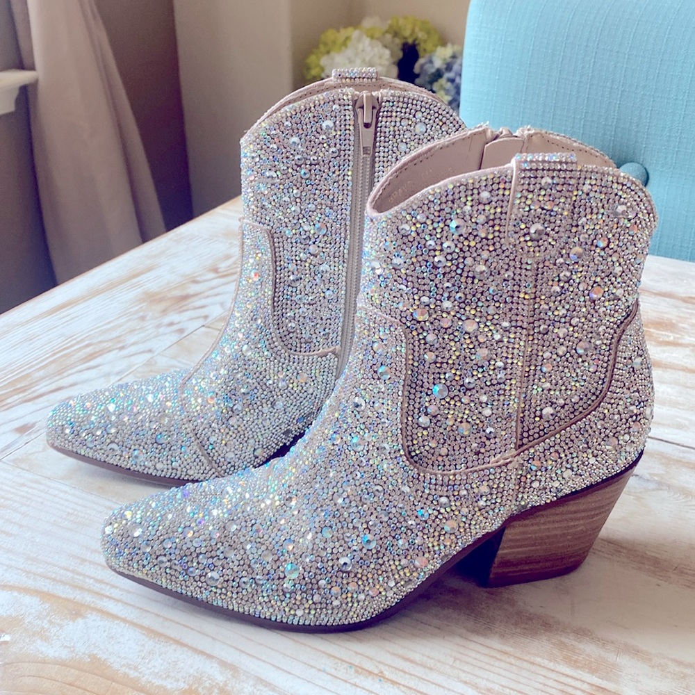 Rhinestone Heeled Boots